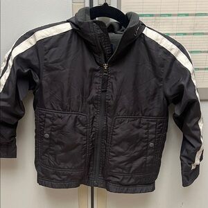 GAP Kids Dark Gray Puffer Jacket with White Stripes